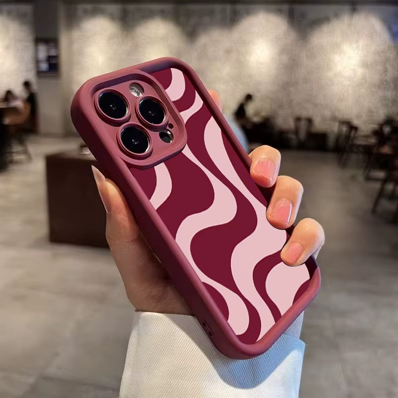 Modische iPhone Handyhülle mit roten Linien für Apple iPhone 11 bis iPhone 17 Pro Max in Rot - Bild 2