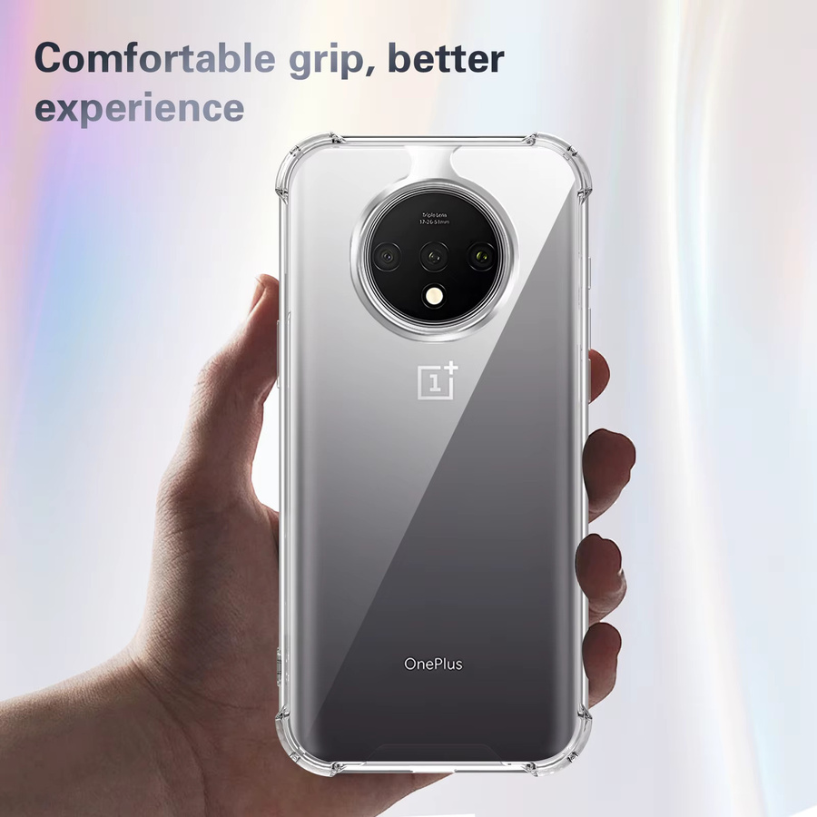 OnePlus 7T Silikon Bumper Handyhülle mit Airbag-Schutz und klarer Rückseite für HD1903, HD1901 und HD1905, Transparent - Bild 3
