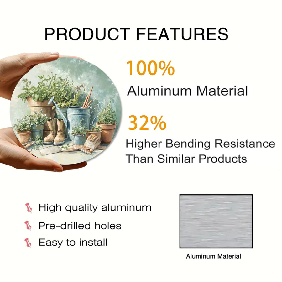 Potdemiel Vintage Wandkunst aus Aluminium mit floralem Design, rund, Mehrfarbig, Durchmesser: 20,3 cm - Bild 3