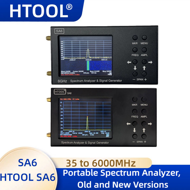 HTOOL SA6 Spektrumanalysator und Signalgenerator bis 6 GHz mit WiFi für 2G, 4G LTE, CDMA und GSM in Schwarz - Bild 1