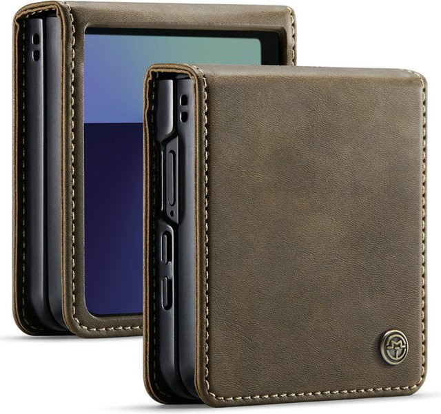 Luxus Book-Cover Leder-Etui für Samsung Galaxy Z Flip 8 5G und Galaxy Z Flip 7 in Schwarz und Braun - Bild 1