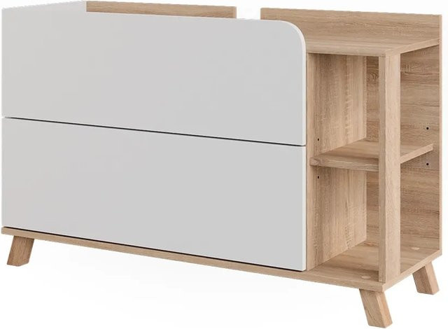 Vicco Waschbeckenunterschrank Karen in Sonoma/Weiß mit 2 Türen und Schubladen, B/T/H: 100 x 65 x 35 cm - Bild 1
