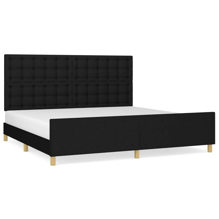 vidaXL Bettgestell mit Kopfteil in Schwarz aus Stoff und Holz B/T/H: 200 x 203 x 128 cm - Bild 2