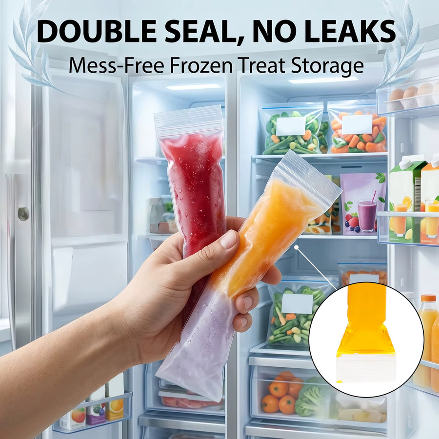 Willstar Einweg Eisbeutel zum Selbermachen von Eis am Stiel, transparente selbstverschließende Lebensmittelbeutel aus Kunststoff, 50 oder 100 Stück - Bild 2