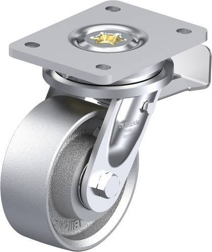 Blickle LO-G 127K-ST Lenkrolle mit Feststeller, silber, Stahl, Rad-Durchmesser: 125 mm, Tragfähigkeit: 750 kg - Bild 1