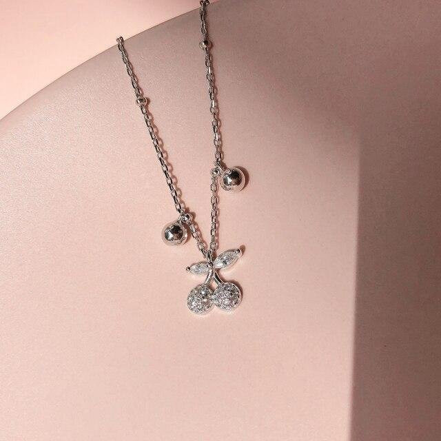 YIRAN Jewelry Halskette, 925 Silber, Kristall, Kirsch Anhänger, Damen - Bild 1
