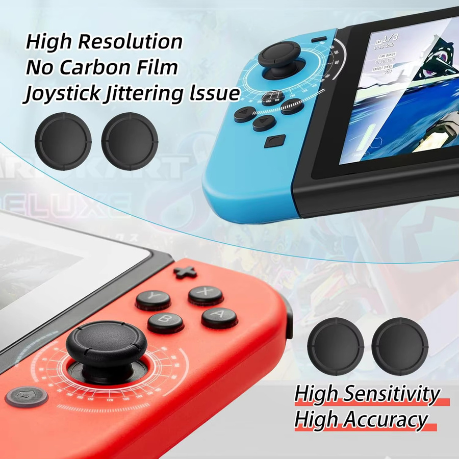 Ersatzkappen für Nintendo Switch, Switch OLED und Switch Lite Controller Joystick 3D Analog Thumbstick Griff Reparaturteile in Schwarz - Bild 4