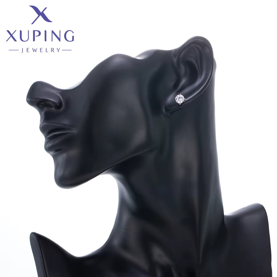 Xuping Ohrstecker, 6mm Runde Stein, Hellgold, Damen - Bild 2