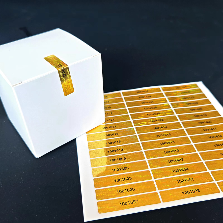 Holografische Garantie-Leistungsetiketten als manipulationssichere Sicherheitssiegel mit Seriennummer, Farbe: Gold, B/L: 5 x 100 cm - Bild 4