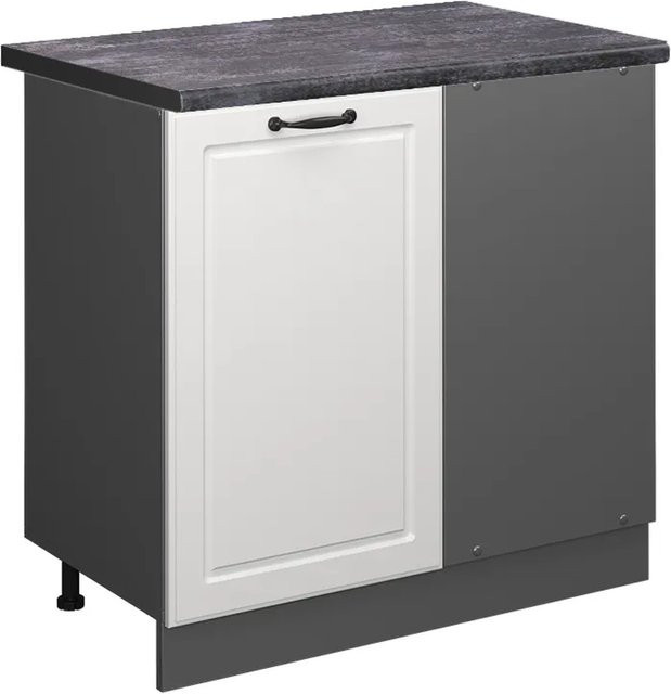 Vicco Eckunterschrank R-Line Landhaus Stil in Weiß und Anthrazit mit Scharniertüren, B/T/H: 86 x 60 x 81,6 cm - Bild 1