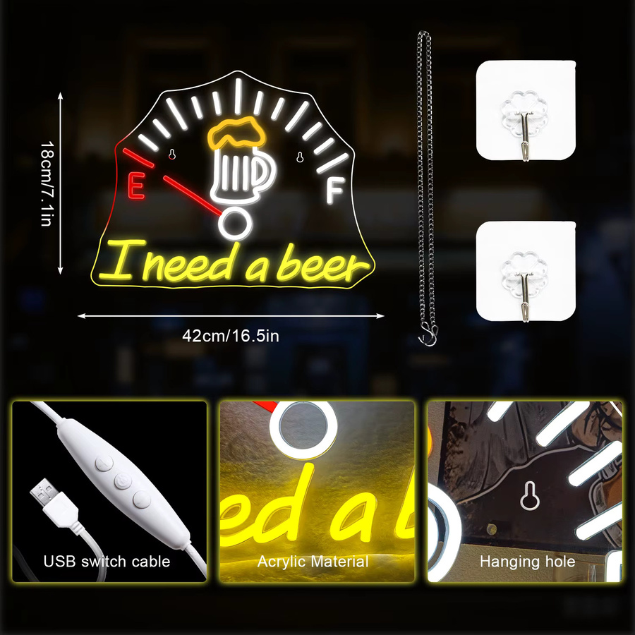 NEONAEON LED-Neonschild Bier-Motiv in Multicolour zur Dekoration für Bar, Weinkeller und Zuhause - Bild 3