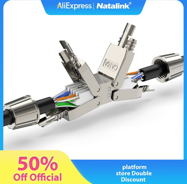 Natalink LSA-Netzwerkkabelanschluss Cat7 Cat6a werkzeuglos abgeschirmt für Ethernet LAN RJ45-Verlängerung – 1 Stück - Bild 1