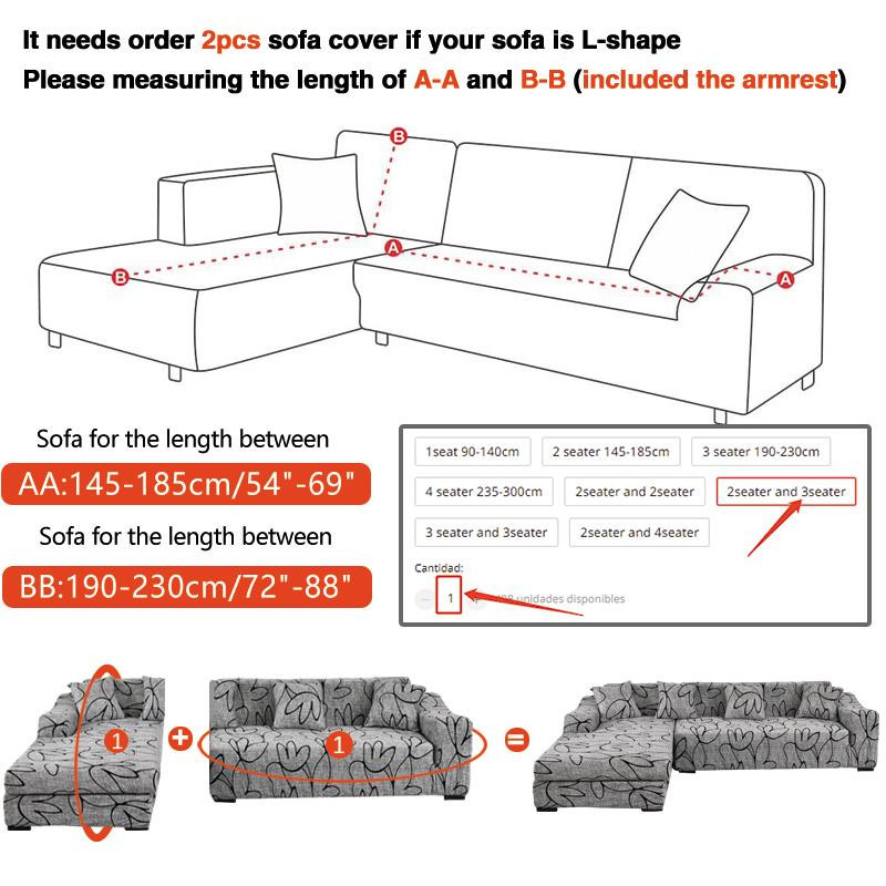 Waschbarer Stretch-Sofaüberwurf für L-Form Sektionssofas von Yiran bag, rutschfest und pflegeleicht, Medium (Breite: 145-185 cm) - Bild 1