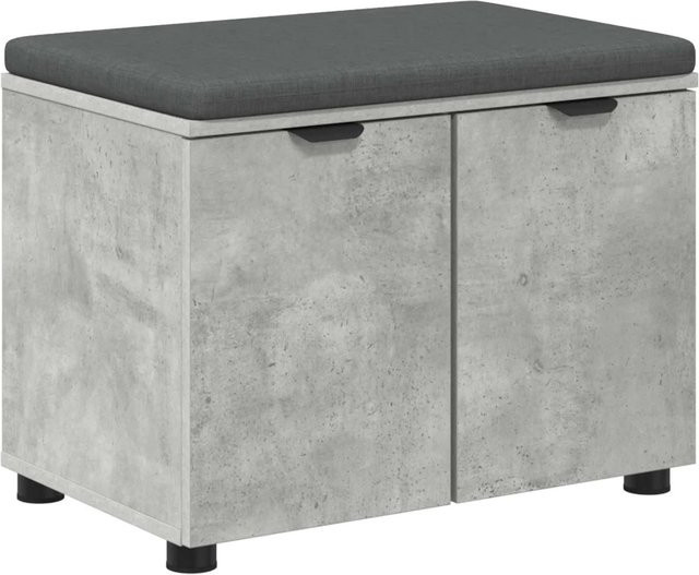 vidaXL Flurbank mit Kissen und Regal mit Tür in Betongrau, B/T/H: 60 x 38 x 46 cm - Bild 1