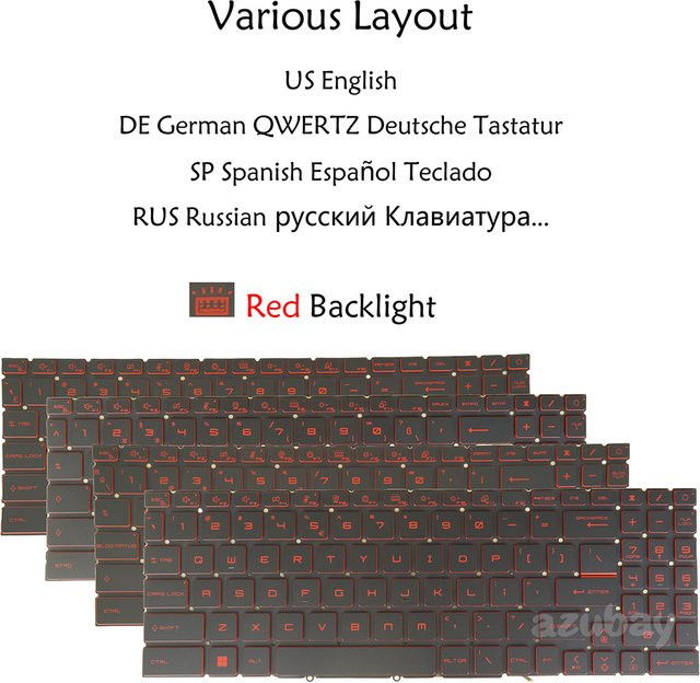 MSI QWERTZ Tastatur für Katana GF66 GF76 11SC 11UC 11UG 11UEK 12UE 12UG 12UGS 12UC 12UD in Schwarz mit roter Hintergrundbeleuchtung - Bild 1