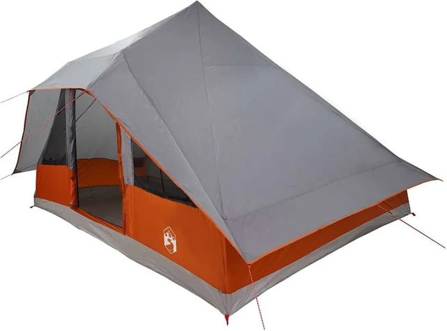 vidaXL Tipi Zelt mit Dach in Grau und Orange, B/T/H: 364 x 281 x 257 cm - Bild 1