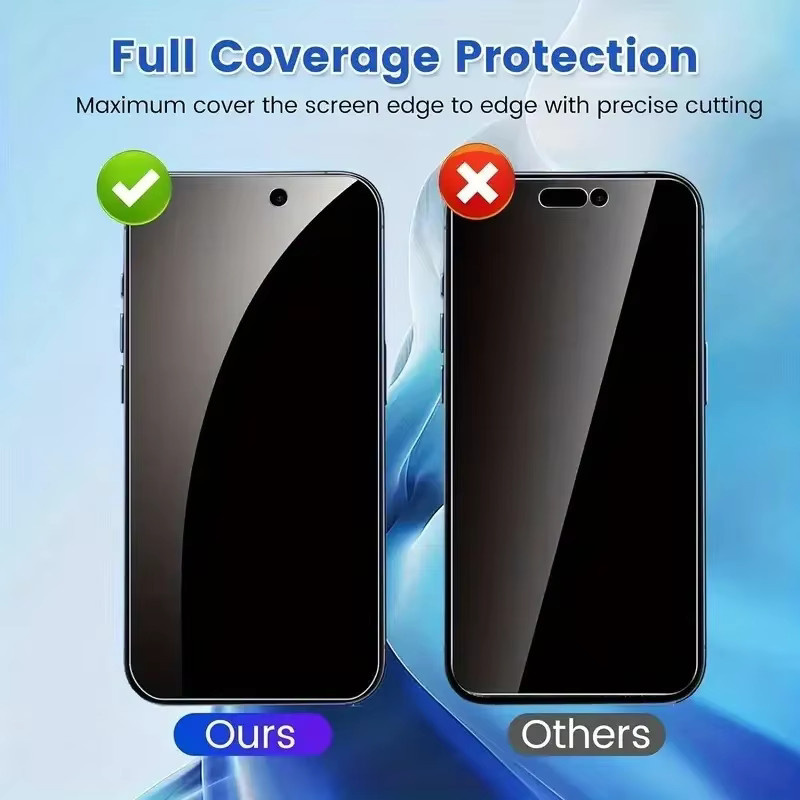 2 Stück Anti-Peep Displayschutzfolie aus gehärtetem Glas für iPhone 17 16 15 14 Pro Max Plus und iPhone XR XS in Transparent - Bild 2