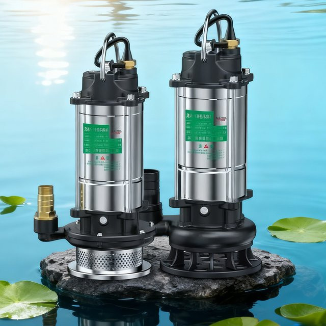 Selbstansaugende Tauchpumpe aus Edelstahl für Landwirtschaft und Garten zur Bewässerung und Entwässerung, 220V, Silber - Bild 1
