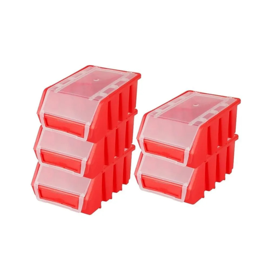 PROREGAL SuperSparSet 5x Sichtlagerbox 2 mit Deckel, Farbe Rot, H x B x T: 7,5 x 11,6 x 16,1 cm - Bild 2