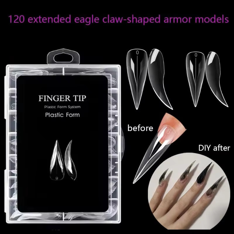 Heabety Stiletto-Nagel-Dualformen, 140 Stück, gebogen, kurz - Bild 3