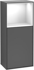 V&B Finion Seitenschrank in Anthrazit mit LED-Beleuchtung und Glasfachboden, B: 41,8 cm, H: 93,6 cm - Bild 1