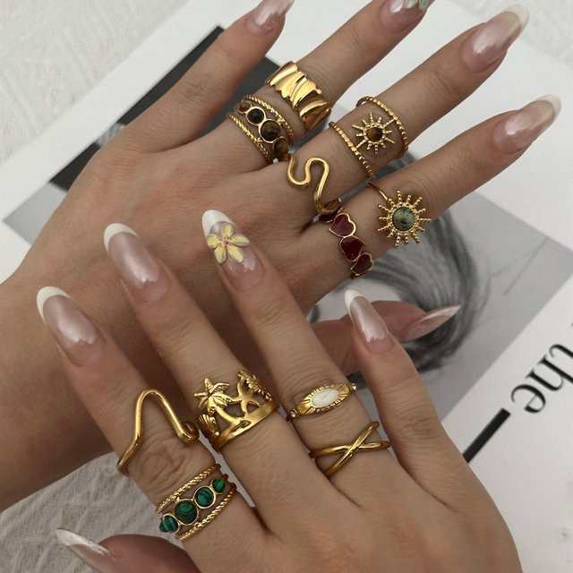 RINHOO FRIENDSHIP Ring Edelstahl, Vintage, Tigerauge, Damen - Bild 1
