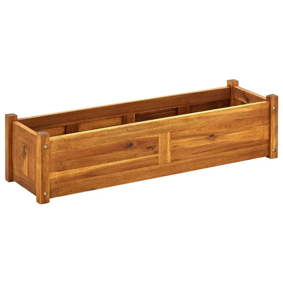 vidaXL Garten-Hochbeet aus Akazienholz in Braun, B/T/H: 100 x 30 x 25 cm - Bild 2