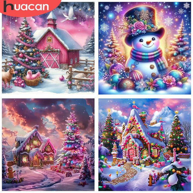 HUACAN 5D Diamant-Stickset Weihnachts-Motiv mit bunten Strasssteinen, Multicolor, B/H: 20 x 20 cm - Bild 1