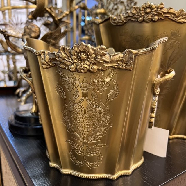 Luxuriöser Champagner-Eiskübel aus Messing in Rot und Gold für den Tisch - Bild 1