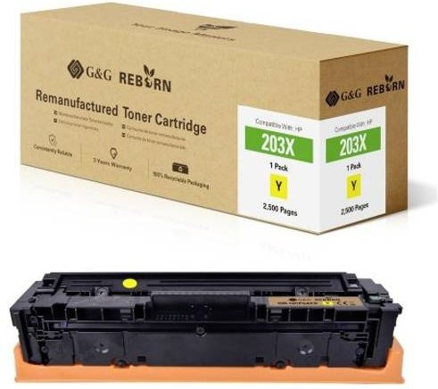 G&G Toner Cartridge Gelb Kompatibel mit HP 203X Reborn Remanufactured für Laserdrucker mit 2500 Seiten Reichweite - Bild 1