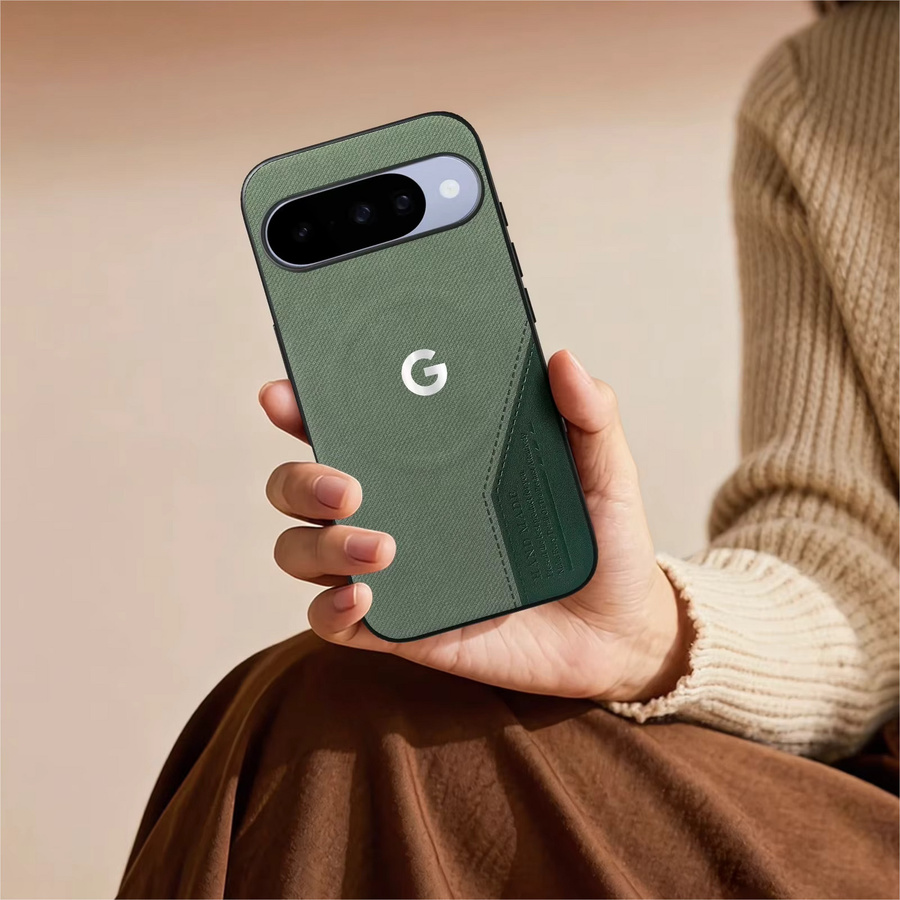 Business Gewebtes Leder MagSafe Wireless Charging Case für Google Pixel 10 Pro XL, 9 Pro, 10A und 9A – Stoßfeste Hülle in Grau und Grün - Bild 5