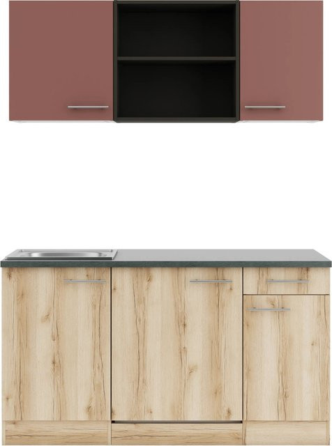 OPTIFIT Miniküche Bari407/Livorno290 in Rostrot und Wildeiche Nachbildung, Breite: 150 cm - Bild 1