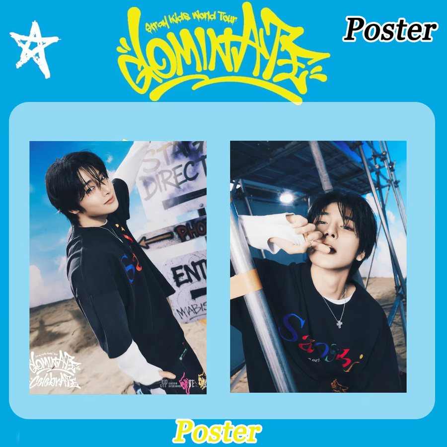 Stray Kids DOMINATE World Tour Poster-Set von JYP Entertainment, selbstklebende Wanddekoration aus PVC in A4-Größe, K-Pop Konzert Konzept-Foto Deko für STAY, Mehrfarbig - Bild 2