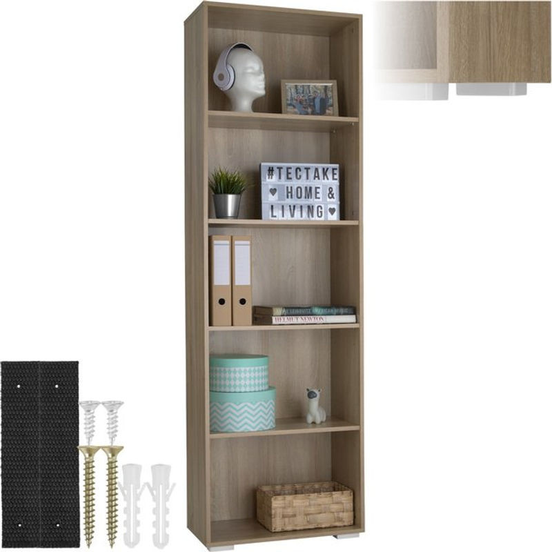 tectake Modernes Bücherregal aus Holzwerkstoff, freistehend, B/T/H: 60 x 30 x 190 cm - Bild 1
