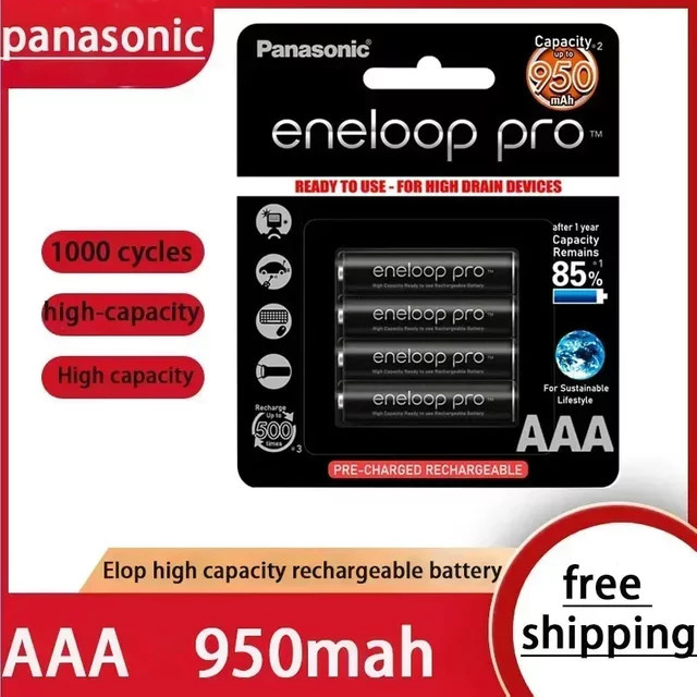 Panasonic Eneloop Pro AAA-Batterien mit 950 mAh, wiederaufladbar, Schwarz - Bild 1