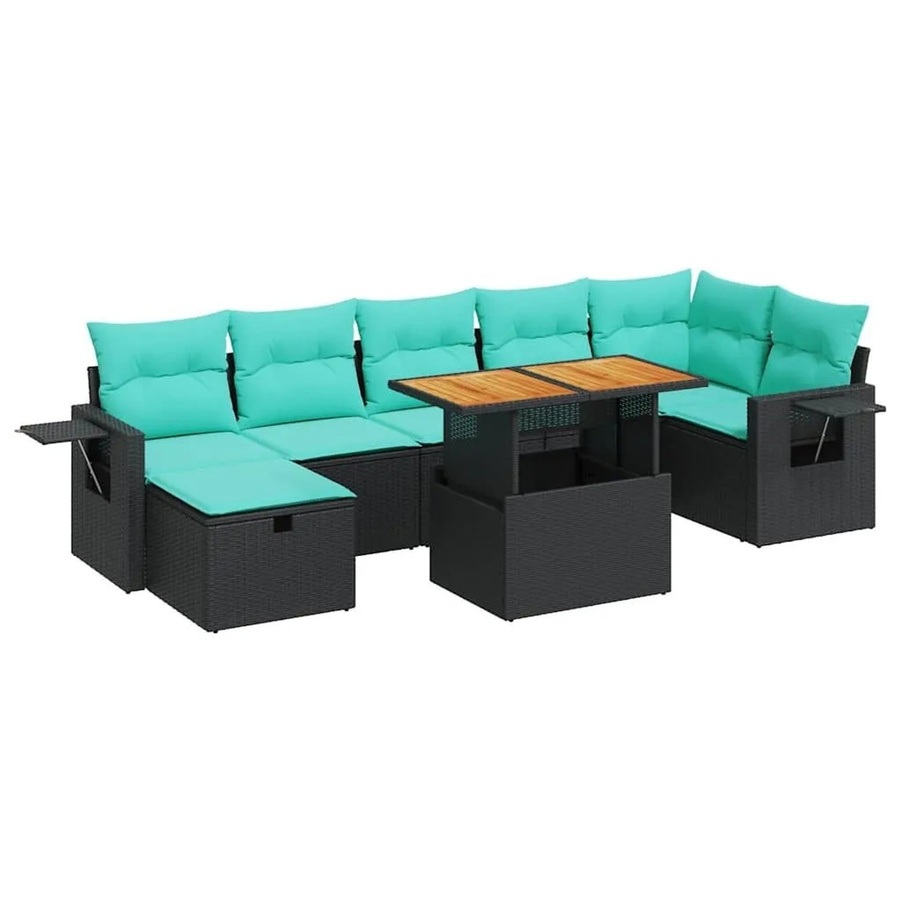 vidaXL 8-teilige Garten-Sofagarnitur aus Poly-Rattan und Akazienholz in Grau - Bild 2
