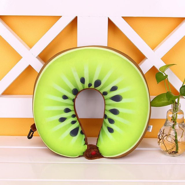 Joyful toys U-förmiges Nackenkissen aus Memory-Schaum mit Fruchtmuster in Grün und Multicolour, Baumwolle, Durchmesser: 30 cm - Bild 1