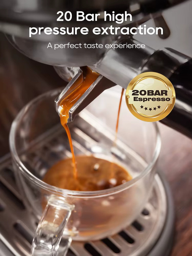 HiBREW H10B Halbautomatische Espresso-Kaffeemaschine mit 20 Bar, temperaturverstellbar, Silber/Edelstahl - Bild 3