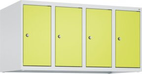 C+P Aufsatzschrank 7035/0024 mit 4 Abteilen und Zylinderschloss, B/H/T: 100 x 50 x 50 cm, Lichtgrau und Clowngrün - Bild 1
