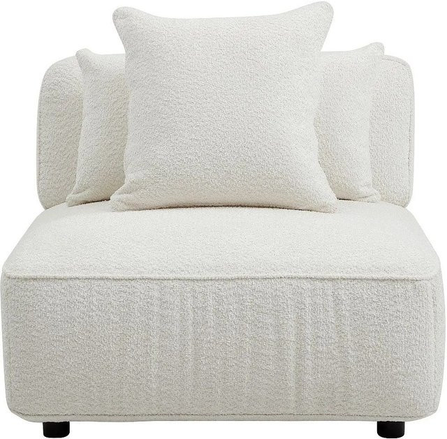 Lelaco Sessel mit gerader Rückenlehne aus Bouclé in Off White Weiß, Höhe: 91 cm - Bild 1