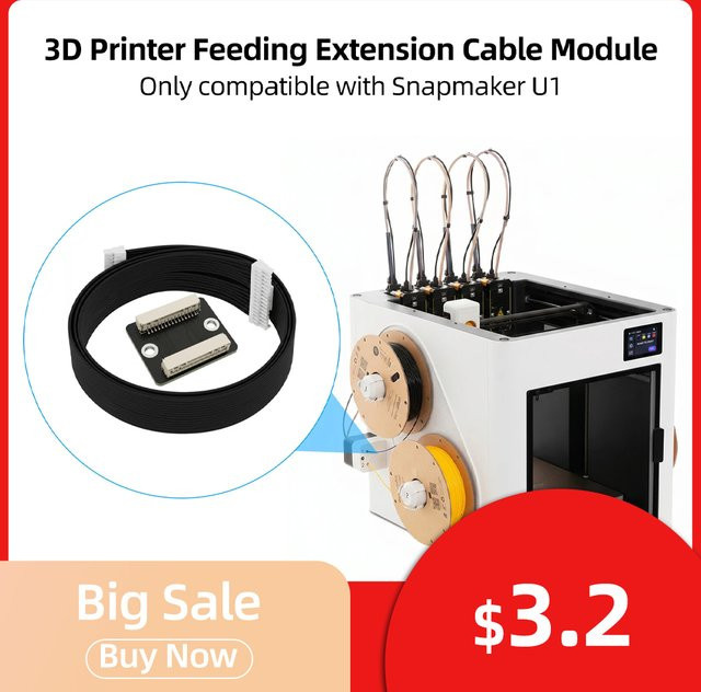 Snapmaker Verlängerungsleitungsmodul-Adapterplatine mit verlängertem Flachkabel in Schwarz für Snapmaker U1 3D-Druckerzubehör - Bild 1
