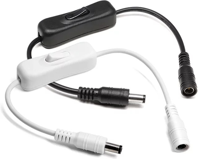 MJJC DC Ein/Aus-Schalter Set mit 5,5x2,1mm Stecker für LED-Streifen in Schwarz oder Weiß - Bild 1