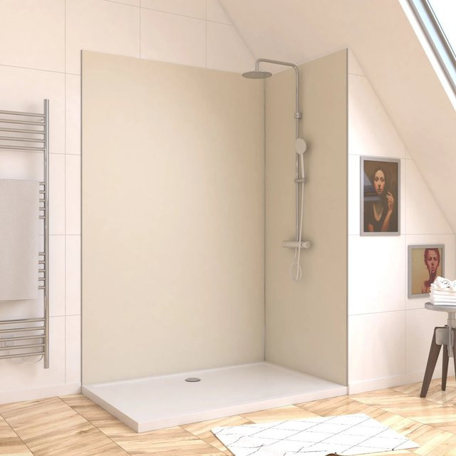 Aurlane Design-Duschwand aus Glas in Satin Ivory, frosted, B/H: 120 x 210 cm - Bild 1