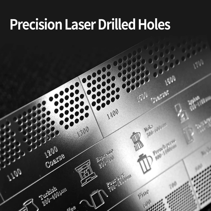 OANKR Kaffeemahl-Referenzkarte aus Edelstahl in Silber, Messstab für professionelles Kaffee-Zubehör mit 200-1700µm - Bild 3