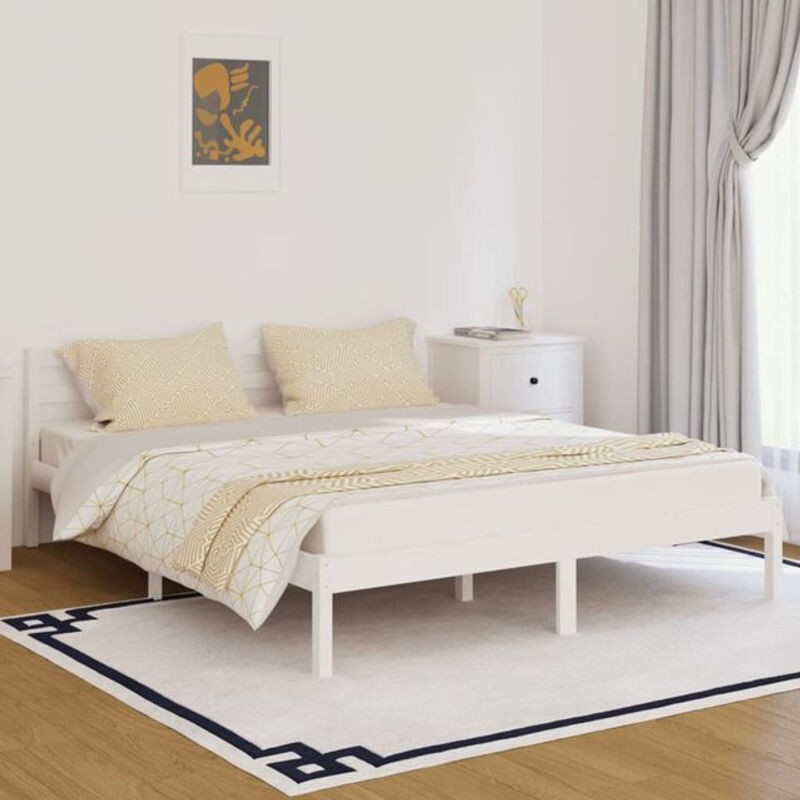 Massivholzbett Kiefer Vidaxl in Weiß, Modern und Minimalistisch, B: 160 cm, L: 200 cm - Bild 1