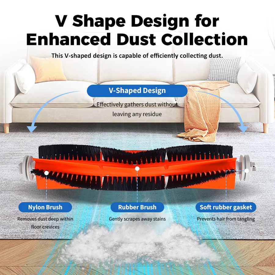 Roller Pinsel Zubehör für Dreame und Xiaomi Roboter Staubsauger, Farbe: Orange - Bild 2