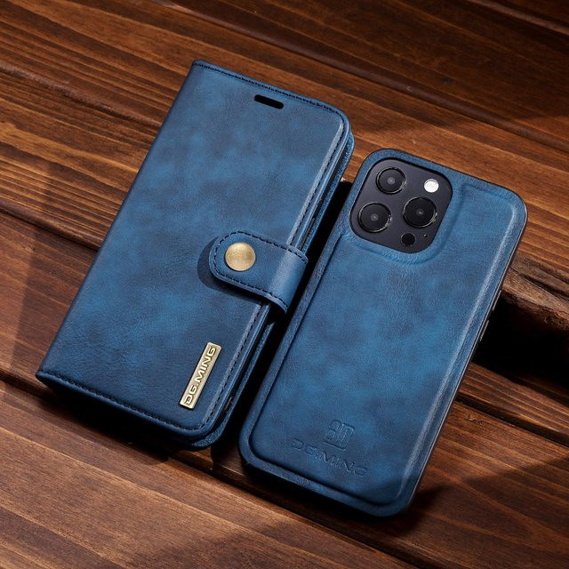 eForMobile Luxus Retro Kuh Echtleder Magnetische Handyhülle mit Standfunktion für iPhone 12 Pro, Xiaomi Redmi Note 10, Huawei, Samsung, Google, OnePlus und Samsung Galaxy S22 in Blau - Bild 1