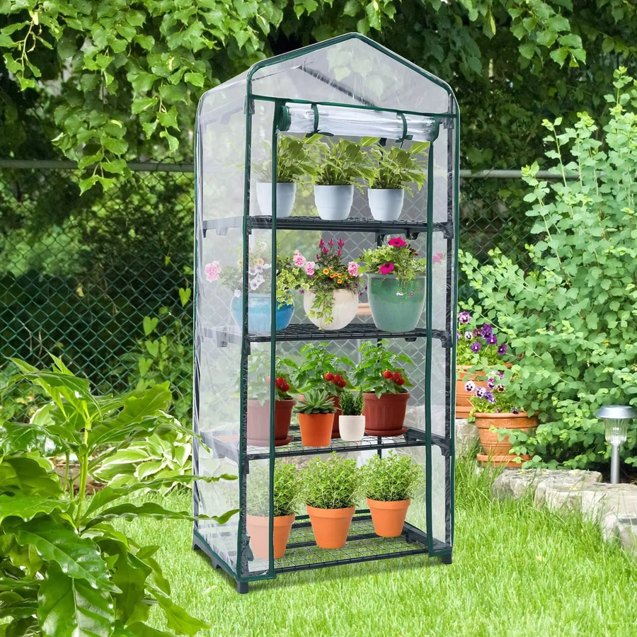 Regensichere Gartenwärmer-Abdeckung aus PVC für Pflanzen und Gewächshäuser, transparent und grün - Bild 4