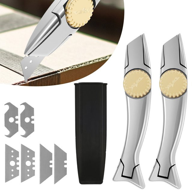 Robustes Teppichmesser-Set aus Legierung in Silber mit Ersatzklingen für Teppiche, Karton und Kunststoff - Bild 1