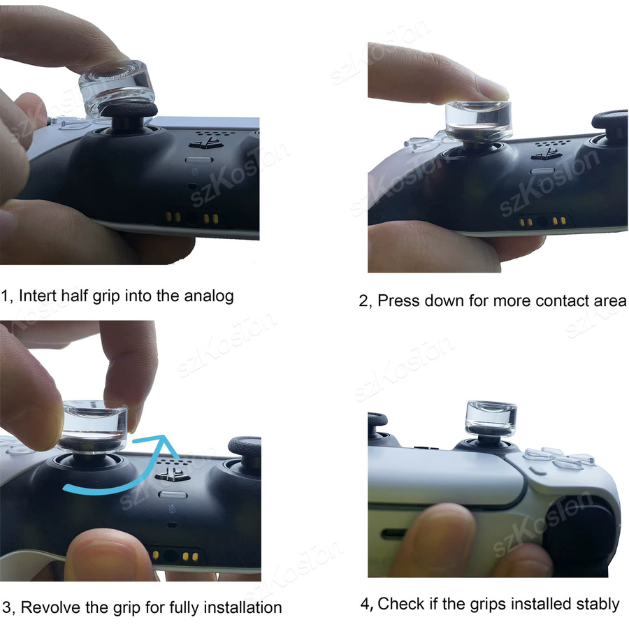 SZKOSTON Silikon-Joystick-Kappen für Switch 2 Pro Controller, rutschfeste Daumengriffe in Transparent - Bild 5